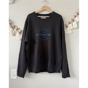 Coach Black Crewneck Sweater with Blue Logo